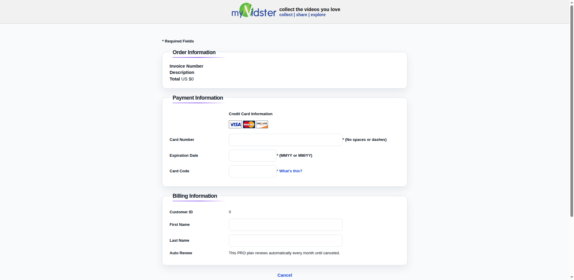 Thumbnail for MyVidster Payment