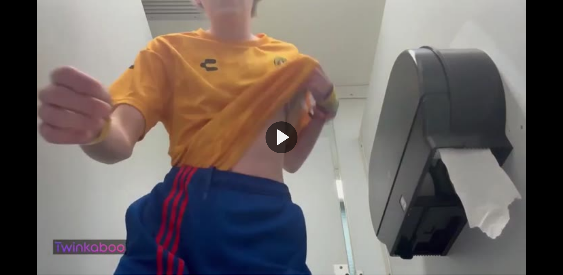Thumbnail for Cute Teen Pisses then Wanks on Public Bathroom Floor Cums